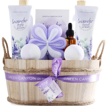 Green canyon spa gift baskets for women 11pcs lavender bath gift sets with body lotionessential oilspa gifts for womenmothers day gift sets for herbath sets for her gifts.jpg