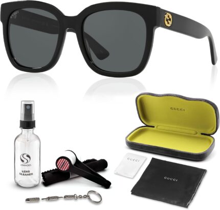 Gucci gg0034sn women designer square shape sunglasses square frame eyewear with non polarized lenses epitome of luxury and style.jpg