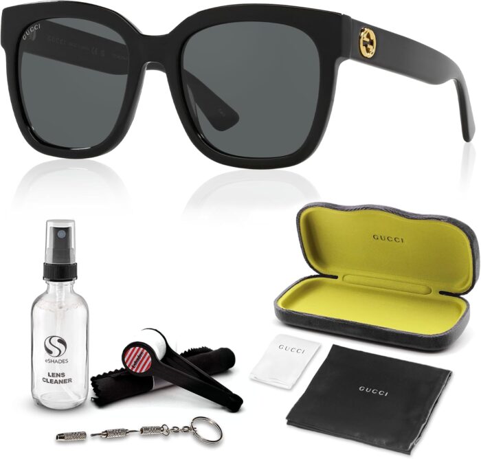 Gucci gg0034sn women designer square shape sunglasses square frame eyewear with non polarized lenses epitome of luxury and style.jpg