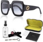 Gucci gg0053sn designer sunglasses elegant vintage woman rectangular frame eyewear with premium eshades kit epitome of luxury and style.jpg