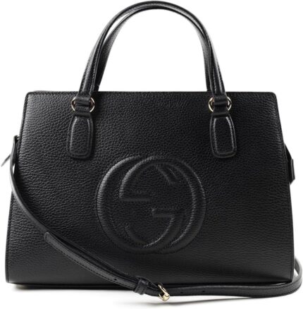 Gucci soho leather satchel tote structured black shoulder bag new.jpg