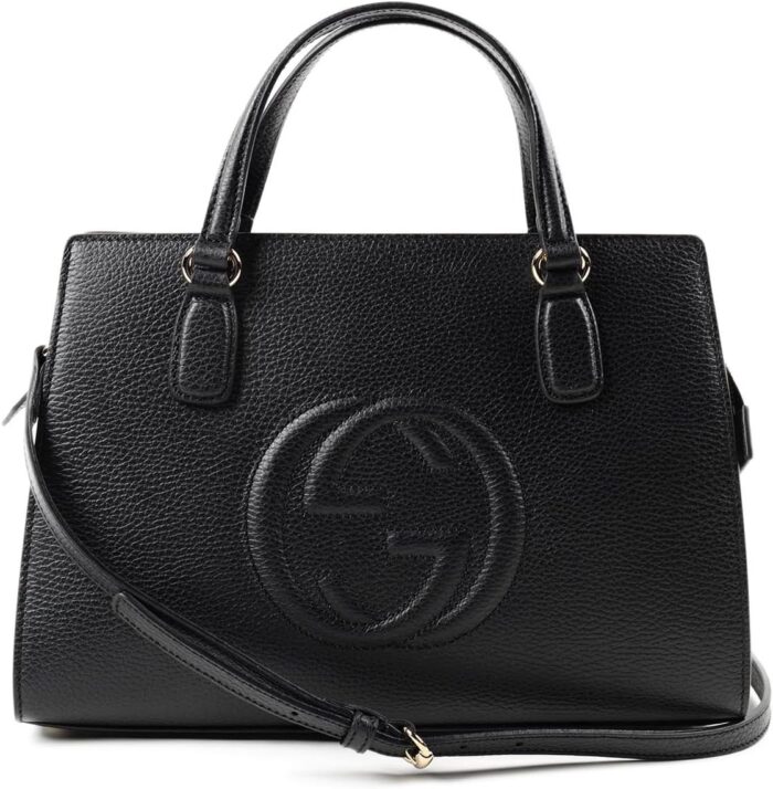 Gucci soho leather satchel tote structured black shoulder bag new.jpg