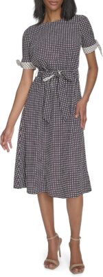 Halston womens short sleeve printed belted dress.jpg