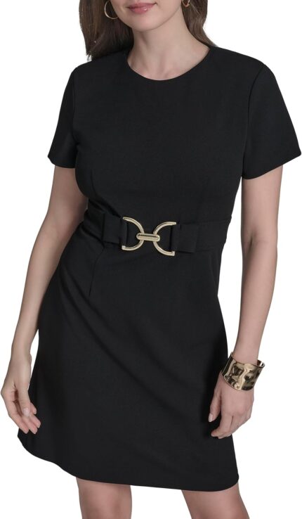 Halston womens short sleeve scuba sheath dress.jpg