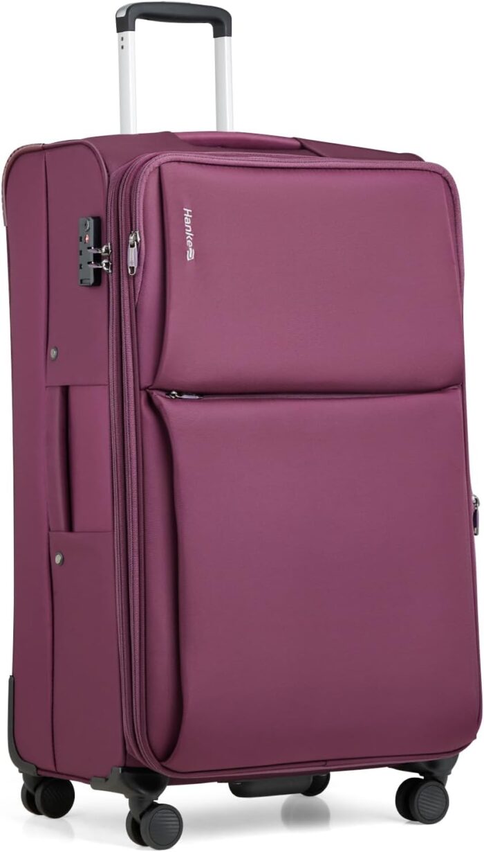 Hanke 28 inch luggage softside expandable suitcases with spinner wheels travel checked luggage for women menpurple.jpg