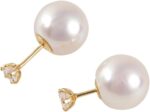 Japanese 8.0mm akoya cultured pearl earrings black with white sapphire for women with 18k yellow gold stylish design excellent gift pearl earrings.jpg