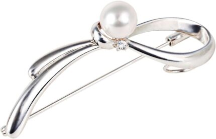 Japanese 8.0mm akoya cultured pearl with moonstone brooch for women with sterling silver classy design excellent gift pearl brooch.jpg