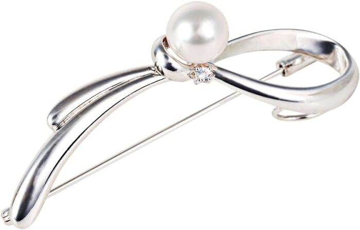 Japanese 8.0mm akoya cultured pearl with moonstone brooch for women with sterling silver classy design excellent gift pearl brooch.jpg