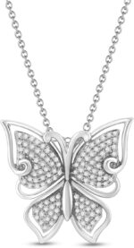 Jewelili butterfly pendant necklace for women sterling silver necklace 14 cttw natural white round diamonds 18 cable chain luxury jewelry gift for her gift box included.jpg