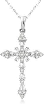 Jewelili cross pendant necklace in 10k white and yellow gold with 12 cttw natural white round and baguette diamonds 18 rope chain.jpg