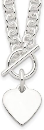 Jewelryweb sterling silver polished engravable heart tag heavy toggle necklace 6mm wide x 18 long designer heart necklace for women statement jewelry for mom.jpg