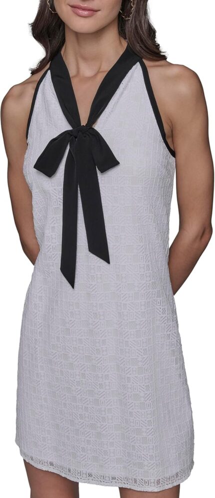 Karl lagerfeld paris womens light contrasting colors sleeveless mini dress.jpg