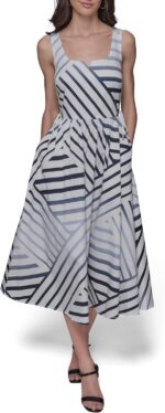 Karl lagerfeld paris womens printed v neck sleeveless midi dress.jpg