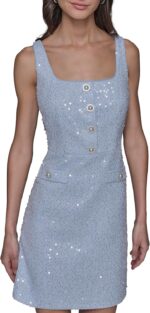 Karl lagerfeld paris womens sleeveless square neck tweed a line mini dress.jpg