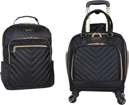 Kenneth cole reaction chelsea 2 piece bundle 17 4 wheel spinner underseat carry on luggage matching 15 laptop backpack black.jpg