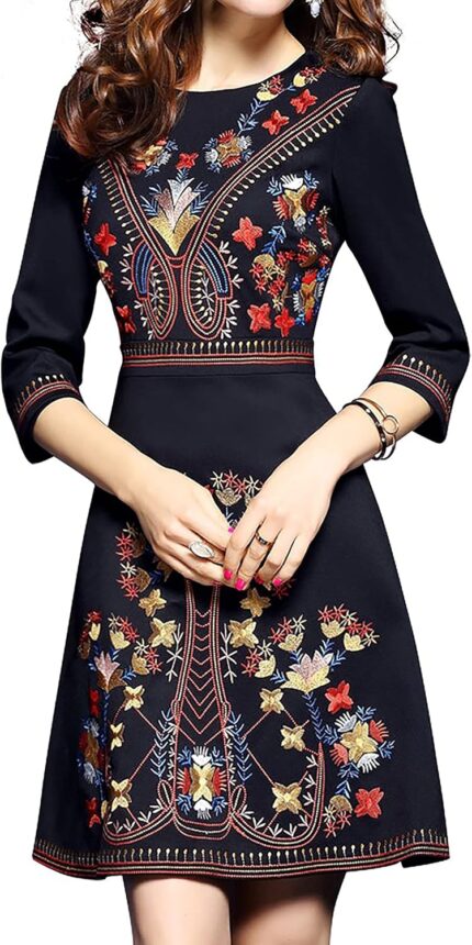 Lai meng five cats womens premium embroidered floral round neck cocktail elegant mini dress.jpg