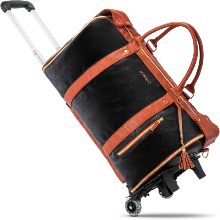 Luhxe travel convertible carry on garment roller bag with shoe pouch detachable shoulder strap charcoal.jpg
