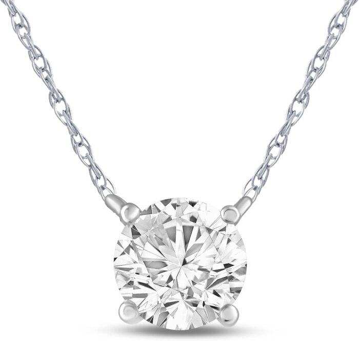 La joya 1 carat diamond necklaces for women gh vssi lab grown solitaire diamond necklace pendants solid gold chain included variety of shapes to choose from.jpg