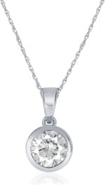 Lab grown bezel diamond necklaces for women certified 14 1 carat solid 14k gold diamond necklace accompanied by adjustable real gold chain sparkling gh vssi diamond jewelry for women.jpg