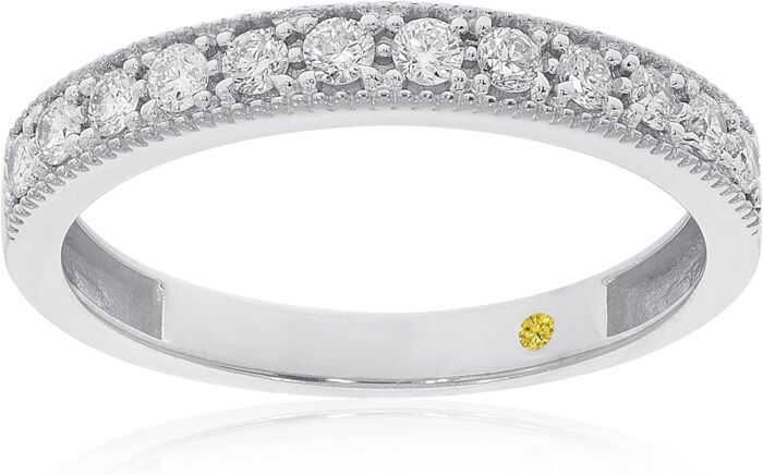 Lab grown diamond wedding bands for women 10k yellow white and rose gold certified 110 12 carat milgrain diamond anniversary bands promise rings and stackable bands.jpg