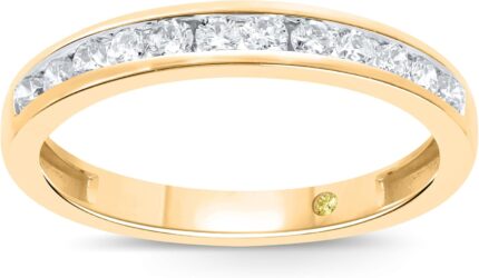 Lab grown diamond wedding rings for women 10k yellow white and rose gold certified 16 12 carat channel set diamond anniversary bands and wedding bands for her.jpg