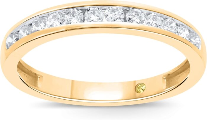 Lab grown diamond wedding rings for women 10k yellow white and rose gold certified 16 12 carat channel set diamond anniversary bands and wedding bands for her.jpg