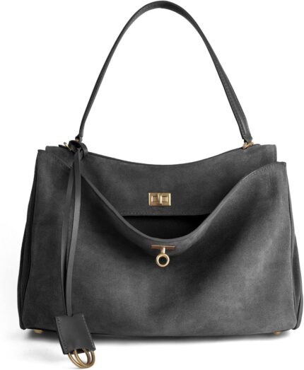 Leather suede tote bag for women genuine leather satchel purse fashion ladies shoulder handbag for travel work.jpg