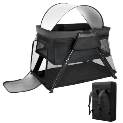 Liliangema 2 in 1 travel crib portable crib with backpack lightweight baby travel playpen foldable play yard with thick mattress for babies toddlers baby travel essential.jpg
