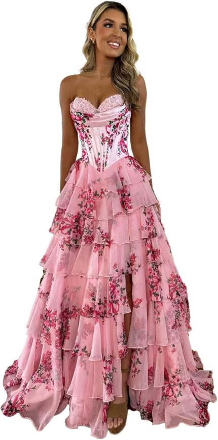 Long prom dresses with slit for women beaded sweetheart tiered chiffon prom dress backless.jpg