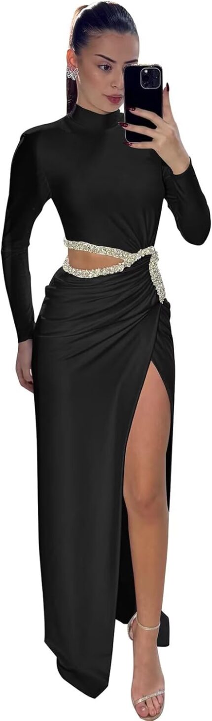 Long sleeve mermaid prom dresses with slit beaded high neck formal gowns cut out he5123.jpg