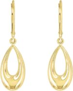 Lucchetta 14k gold dangle earrings with oval hoop teardrop leverback drop.jpg