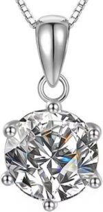 Luxury 2 carat moissanite pendant necklace vvs1 round cut 925 sterling silver with luxury pendant box valentines day anniversary girlfriend wife gift birthday gift graduation for her mothers day.jpg