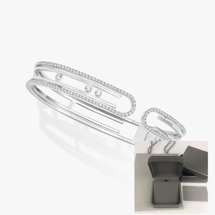 Luxury boutique jewelry 925 sterling silver three diamond asymmetrical womens bracelet goddess braceletwith packaging.jpg