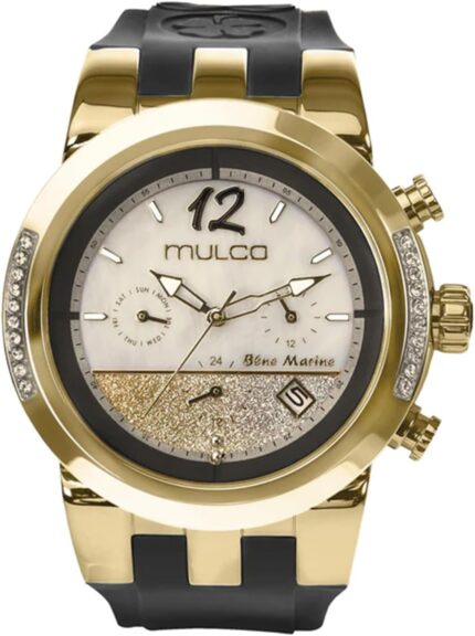 Mulco watches for women blue marine infinity stainless steel case with wrist silicone band quartz multifunctional movement large face analog display crystal stones100m waterproof.jpg