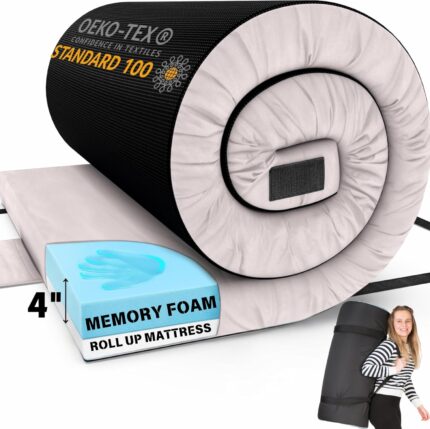 Matrix comfort cell memory foam camping mattress pad portable foam sleeping pad for camping roll up sleeping mat for adults floor mattress guest floor bed for sleepover car tent suv cot mattress.jpg