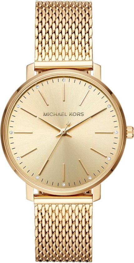 Michael kors pyper three hand gold tone stainless steel mesh womens watch model mk4339.jpg