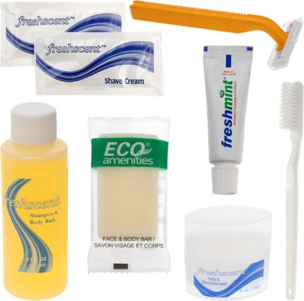 Moda west 96 kits bulk case of wholesale basic toiletry bathroom kits for men women travel charity shampoo toothpaste deodorant more perfect for homeless shelters airbnb donation.jpg
