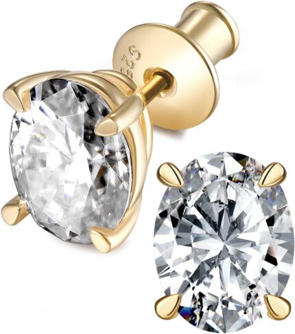 Moissanite sparkle stud earrings for women 2 4 carat oval cutpear cutradiant cut solid 925 sterling silver hypoallergenic birthday valentines anniversary mothers day ideal gift for her.jpg