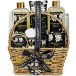 Mothers day gift basket for mom bath and body gift basket for women and men – orchid jasmine home spa set with body scrubs lotions oils gels and more care package for women men 9 piece set.jpg