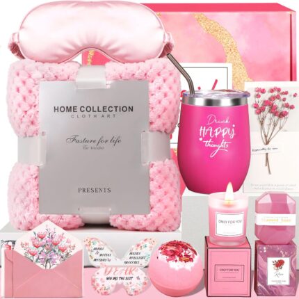 Mothers day gifts for mom 12 pcs rose relaxing spa self care box get well soon gifts baskets birthday valentines day christmas unique gifts for women wife girlfriend friends her pink.jpg