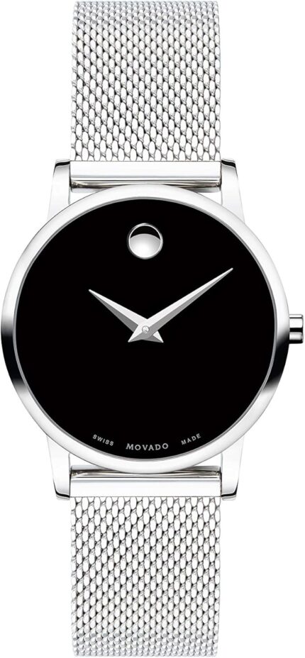 Movado museum classic womens watch swiss quartz movement stainless steel mesh bracelet 3 atm water resistance luxury fashion timepiece for her 28mm.jpg