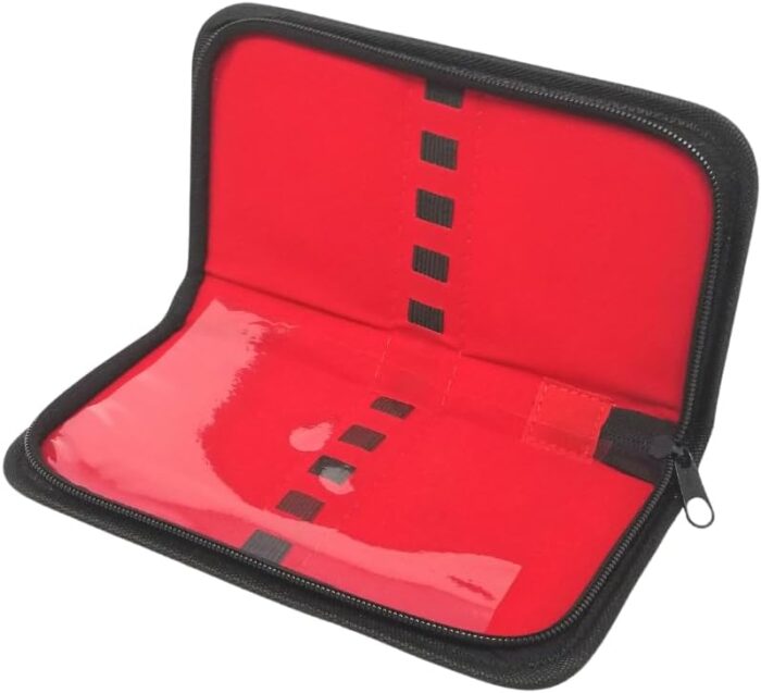 Multipurpose use portable salon pouch hand tools bag zipper case with elastic loops tweezers scissors holder made of faux leather 10 elastic loops 9x8.jpg