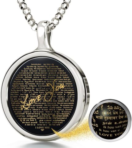 Nanostyle womens love you necklace i love you birthday gift pendant pure gold inscribed in over 100 languages in miniscule text on round black onyx gemstone 18 rolo chain.jpg