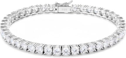 Never fallen off moissanite tennis bracelet for women men with composite clasp 925 silver plated with white gold chain 6.5 7.5 length.jpg