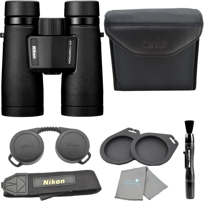 Nikon monarch m7 10x42 16766 black binoculars bundle with lens pen and cleaning cloth compact binoculars for adults for hunting bird watching and hiking essentials zoom lightweight travel.jpg