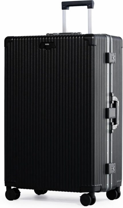 Nobl travel zipperless check in suitcase aluminum frame check in luggage 30.25x20x12 airline approved by noble travel unbreakable polycarbonate shell dual tsa locks 360° spinner wheels black.jpg