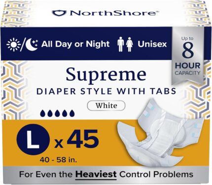 Northshore supreme tab style briefs for men and women white large 45 count.jpg