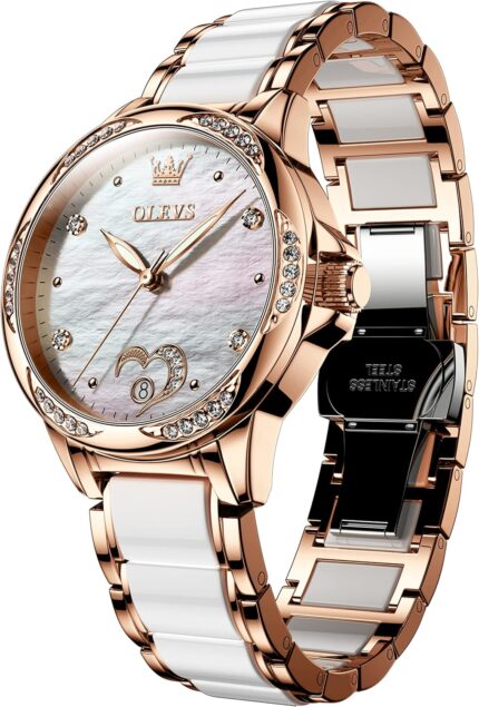 Olevs womens automatic watch premium large face diamond accented self winding watches for women fashion waterproof ladies dress watch two tone stainless steel ceramic bracelet.jpg