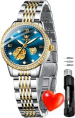 Olevs womens automatic watches gold diamond luxury dress classic ladies self winding two tone stainless steel wrist watch.jpg