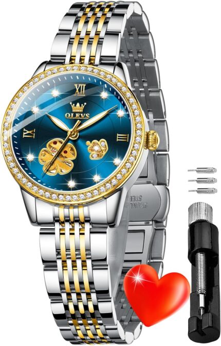 Olevs womens automatic watches gold diamond luxury dress classic ladies self winding two tone stainless steel wrist watch.jpg